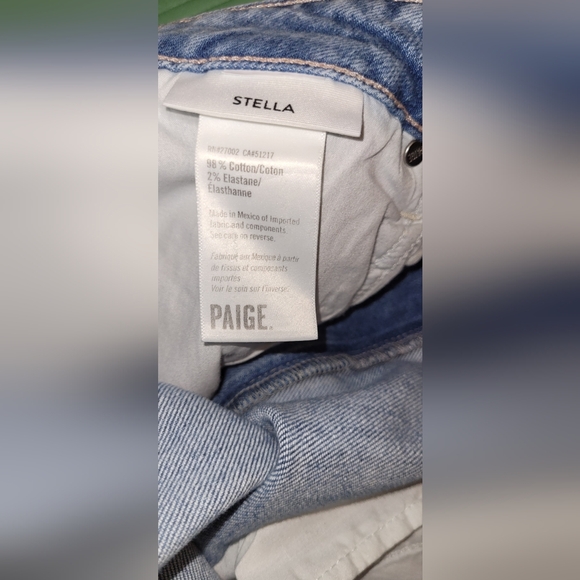 PAIGE STELLA Jeans Straight Crop High Rise Frayed Hem in Gnarly Destructed Sz 34 - Picture 13 of 13